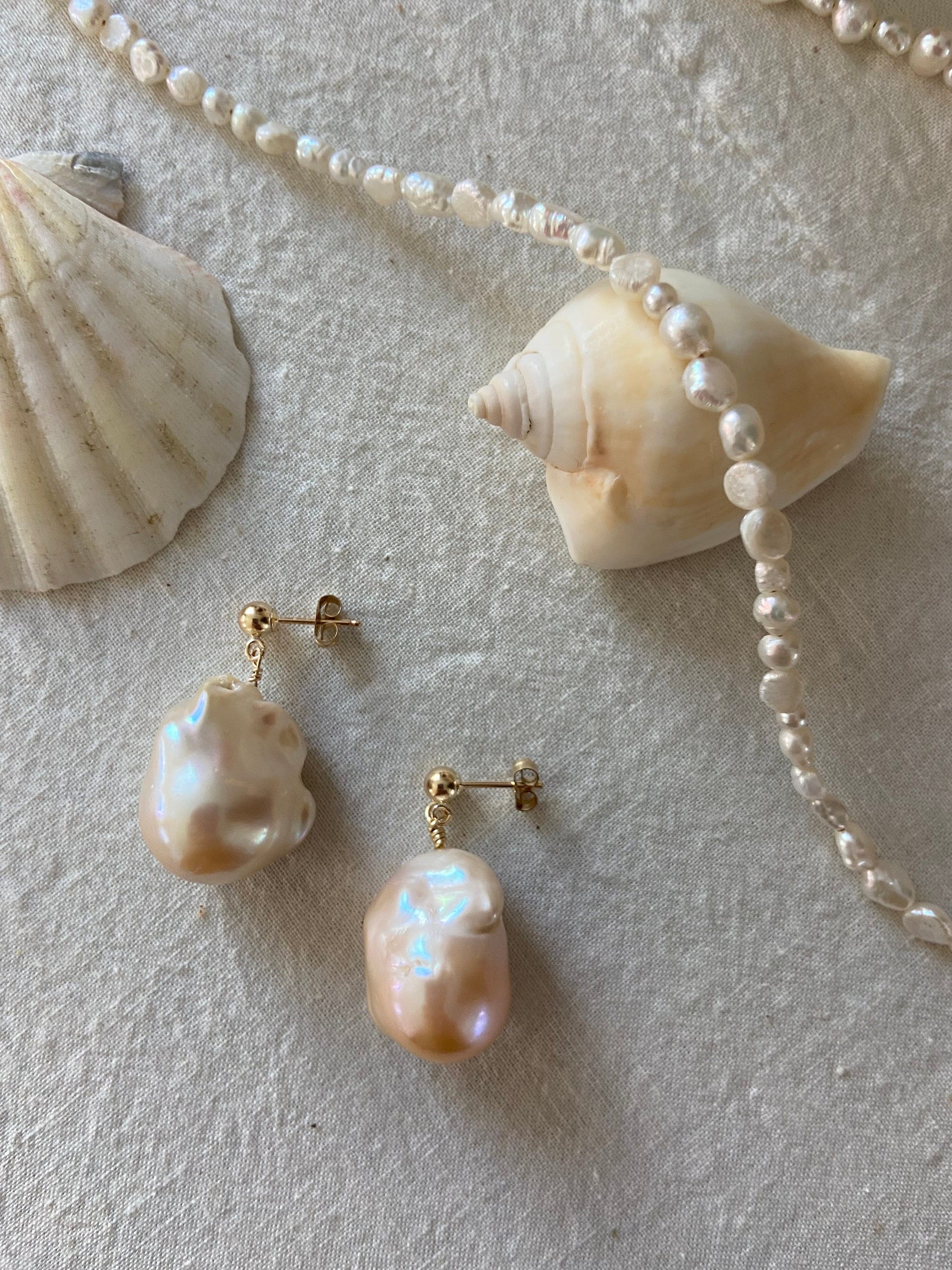 Creamy Sicilian Pearl Large Earrings