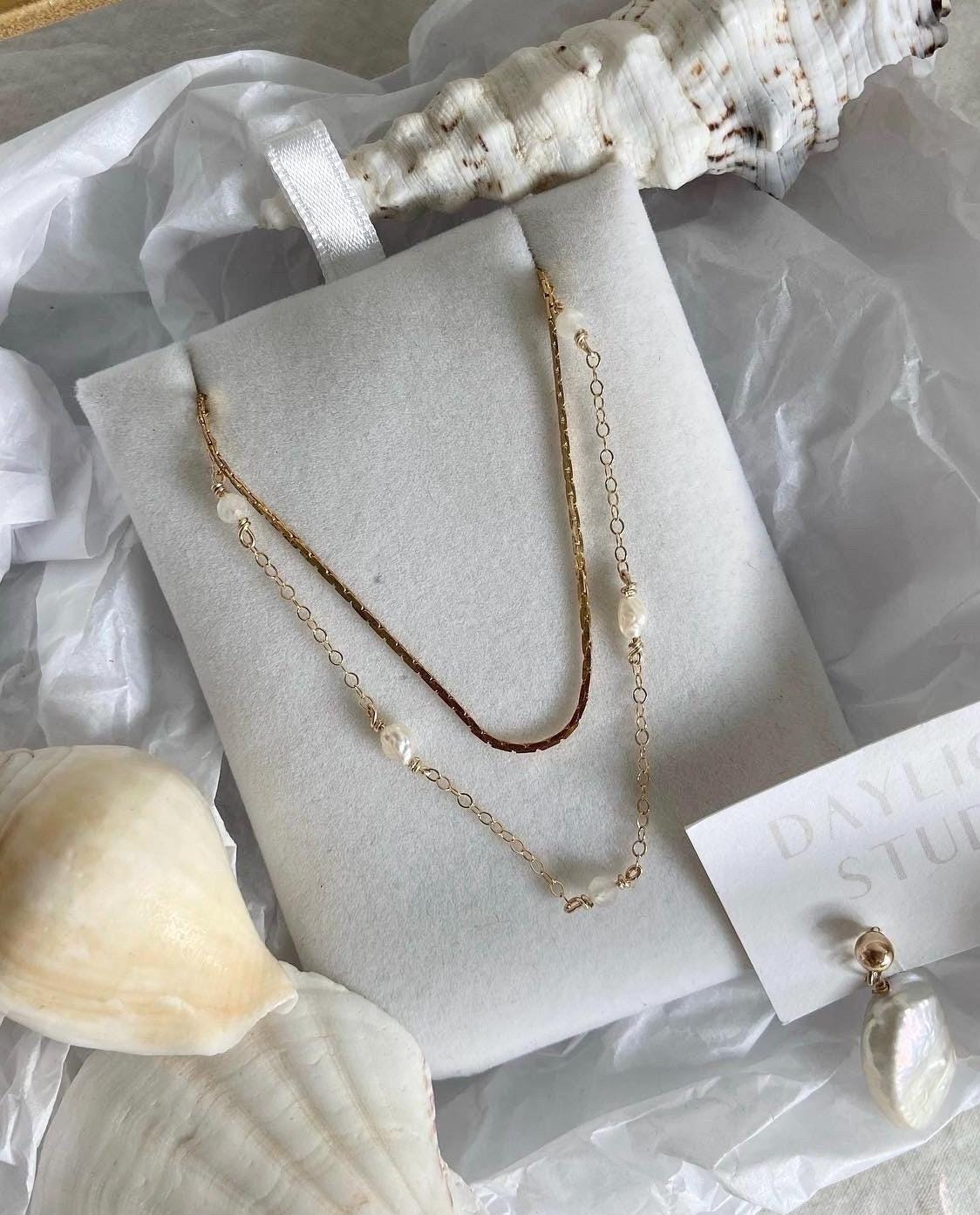 Breakfast at Tiffany’s Necklace • moonstone & pearl