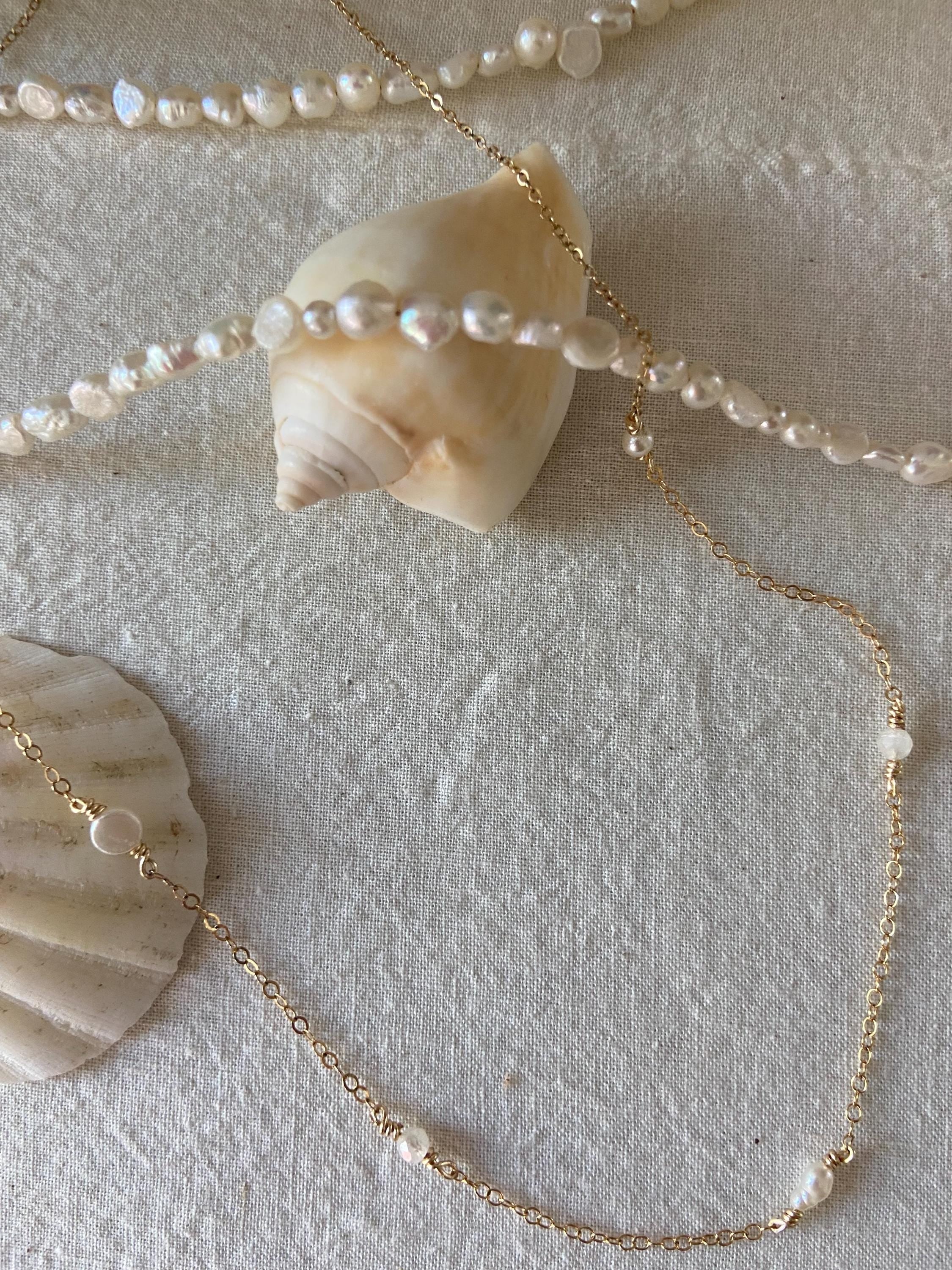 Breakfast at Tiffany’s Necklace • moonstone & pearl