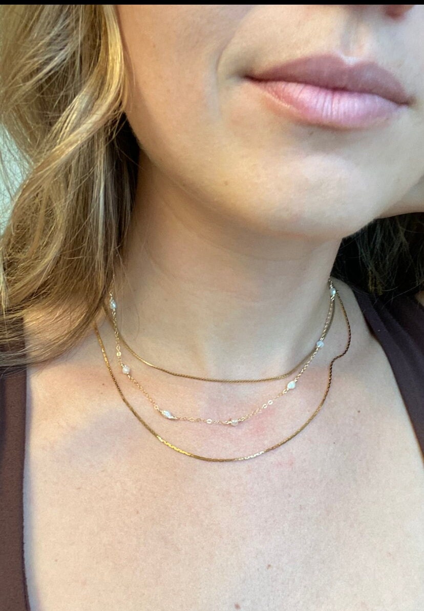 Breakfast at Tiffany’s Necklace • moonstone & pearl