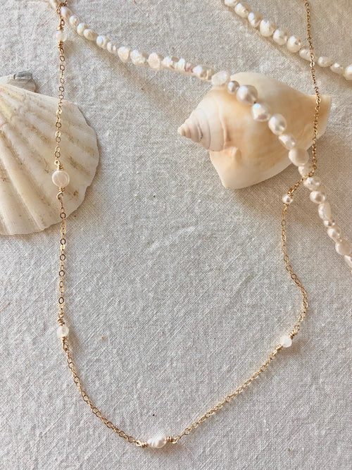 Breakfast at Tiffany’s Necklace • moonstone & pearl